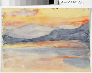 Landschaftsstudie, Fjell bei Sonnenuntergang