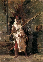 Askari (Soldat der kolonialen Streitkräfte Ostafrikas). Gemälde von Mariano Fortuny (1838-1874)
