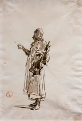 Studie für das Gemälde "Arabische Musiker", um 1872