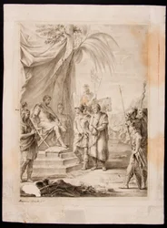 Jugurtha gefesselt und an Silanus übergeben, der ihn zu Marius bringt