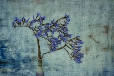 Rustikale blaue Blumenvase