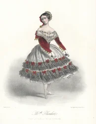 Belgische Balletttänzerin Adeline Plunkett in La Manola de la Favorite, ca. 1860 (Farblithografie)