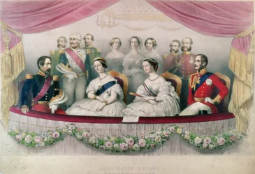 Hail Happy Union, der Staatsbesuch der Königin Victoria, Prinz Albert und des Kaisers und der Kaiserin von Frankreich an der Royal Italian Opera, 1855