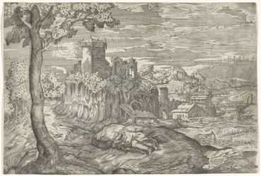 Landschaft mit Burgruine