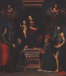 Madonna und Kind mit St. Julian, St. Dominikus, St. Nikolaus von Bari und St. Hieronymus