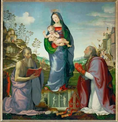 Der heilige Hieronymus und der heilige Zenobius beten das Jesuskind an