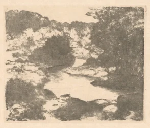 Hügellandschaft mit Fluss