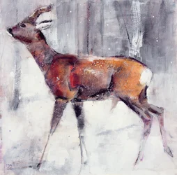Hirsch im Schnee, 2000