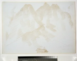 Berglandschaft mit Gebäuden im Vordergrund