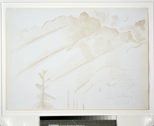 Berglandschaft mit Wolken und Bäumen