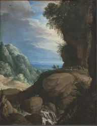 Italienische Berglandschaft mit Hirten