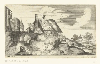 Landschaft mit Stadttor