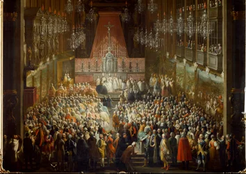 Hochzeitszeremonie von Prinzessin Isabella von Parma mit Kaiser Joseph II., am 06.10.1760 (Detail)