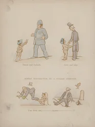 Seite aus den Humours of Cynicus (farbiger Stich)