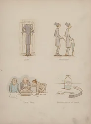 Seite aus den Humours of Cynicus (farbige Gravur)