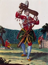 Hersteller von Flöten, Gravur aus Assemblage des nouveau manouvries habilles von Martin Engelbrecht (1684-1756), Deutschland