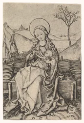 Jungfrau und Kind auf einer grasbewachsenen Bank, ca. 1435-1491