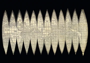 Weltkarte in Form eines Satzes von Segmentstreifen für einen Erdglobus, 1507