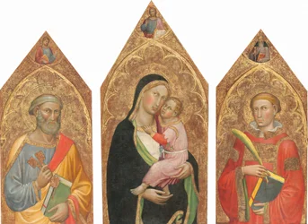 Madonna mit Kind, dem segnenden Christus und den Heiligen Petrus, Jakobus Major, Antonius