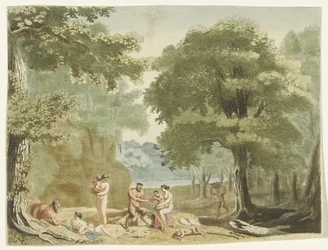 Nymphen und Satyrn in einer Landschaft