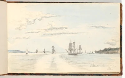Küstenlandschaft mit Schiffen