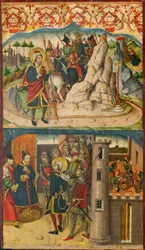 Der heilige Christophorus trifft Satan; Der heilige Christophorus vor dem König von Lykien