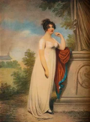 Mary Anne Clarke an der Basis einer Statue