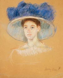 Kopf einer Frau mit großem Hut, ca. 1909