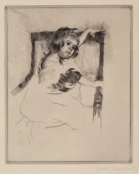 Kniend in einem Sessel, ca. 1903