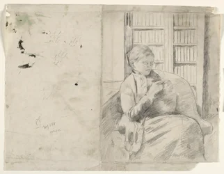 Stricken in der Bibliothek (recto), ca. 1881