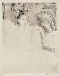 Mimi mit einem japanischen Fächer, ca. 1889