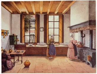 Küche des Zwijnshoofd Hotels in Arnhem, 1838