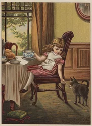 Mädchen mit schwarzer Katze