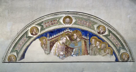 Krönung der Jungfrau. Gemälde von Maso di Banco (aktiv zwischen 1335 - 1346)