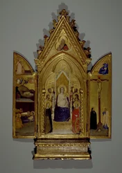 Madonna mit Heiligen und Szenen aus dem Leben Christi, tragbarer Altar