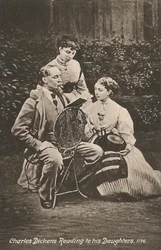 Charles Dickens liest seinen Töchtern vor, 1865