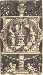 Emblem mit Hoffnung, Bedrängnis, Neid und Toleranz