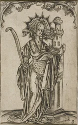 Heilige Barbara mit einer Palme und einem Buch