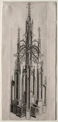 Entwurf für einen gotischen Brunnen, ca. 1470