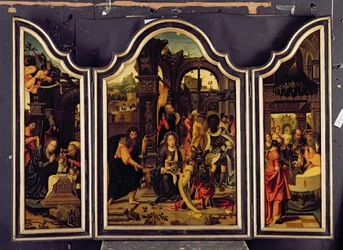 Ein Triptychon; Die Anbetung der Könige; Die Geburt Christi und Die Darstellung im Tempel; Die Verkündigung