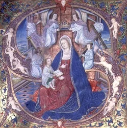 Die Jungfrau und das Kind, umgeben von Engeln