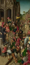Christus dem Volk präsentiert Triptychon: Szenen aus der Passion Christi, linkes Panel