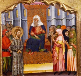 Der Prozess Jesu, von Meister von Rubio, Predella des Altars der Kirche Santa Maria, Rubio, Gemälde auf Holz