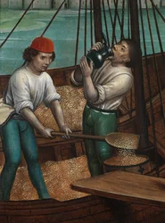 (Detail) Das Wunder des Korns, vom Altarbild des St. Nikolaus, ca. 1486-93