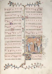 Das Gotha Missale: Fol. 61r, Ein Priester singt das Amt, um 1375
