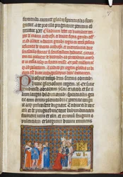 Der König bietet das Schwert auf dem Altar dar, Illustration aus 