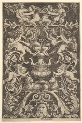 Ein Ornamentpanel mit Putti, Ziege und anderen Figuren, 1530-60