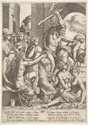 Neid oder Habgier rechts wird von Herkules aus dem Tempel der Musen vertrieben, 1530-60