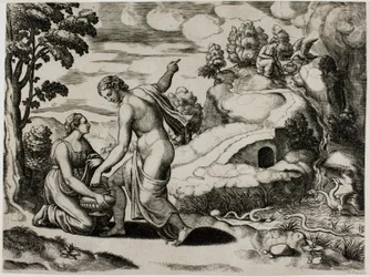 Venus befiehlt Psyche, Wasser aus einem von Drachen bewachten Brunnen zu holen