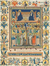 Christus und die Jungfrau auf dem Thron mit vierzig Heiligen